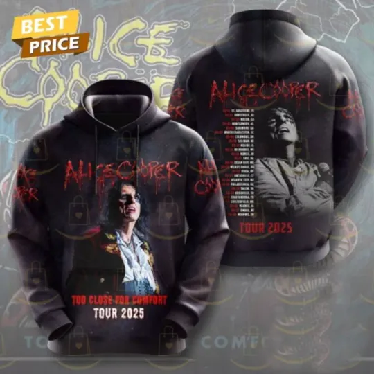 Alice Cooper Too Close For 2025 Tour 3D Hoodie