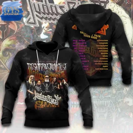 Judas Priest Shield Of Pain Tour 2025 Merch 3D Hoodie
