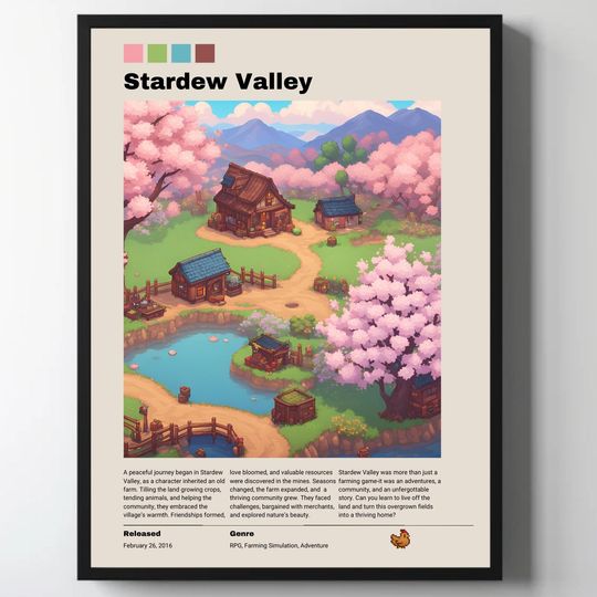 Stardew Valley Poster, Video Game Poster, Minimalist Game Print, Gaming Room Poster, Gamer Gift