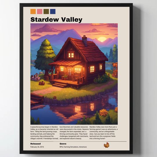 Stardew Valley Poster, Video Game Poster, Minimalist Game Print, Gaming Room Poster, Gamer Gift