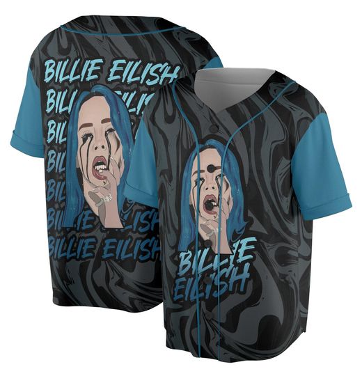 Crying  Billie Eilish Fan Art Baseball Jersey