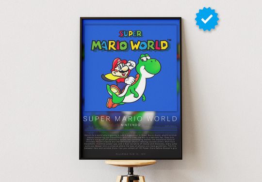 Super Mario World Poster | Gaming Poster | Video Game Prints | Wall Decor Posters | Gaming Gift | Video Game Poster | Gaming Decor