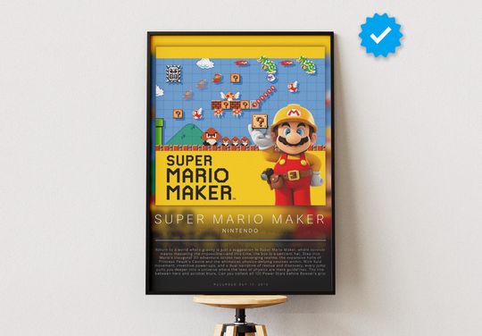 Super Mario Maker Poster | Gaming Poster | Video Game Prints | Wall Decor Posters | Gaming Gift | Video Game Poster | Gaming Decor