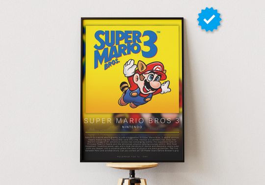 Super Mario Bros 3 Poster | Gaming Poster | Video Game Prints | Wall Decor Posters | Gaming Gift | Video Game Poster | Gaming Decor