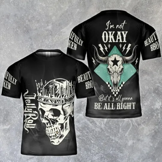 Jelly Roll Beautifully Broken Tour 3D T-Shirt Country Rock Rap Fans