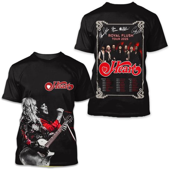 Heart BAND Royal Flush Tour 2025 3D T Shirt