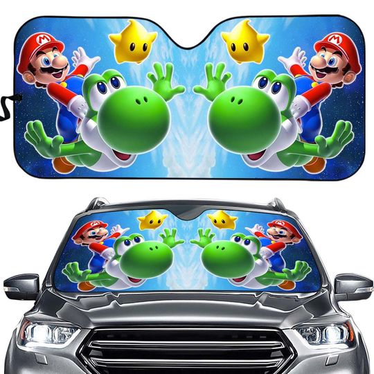 Mario Car Sunshade, Mario Yoshi Car Sun Shade, Mario Bros Car Windshield