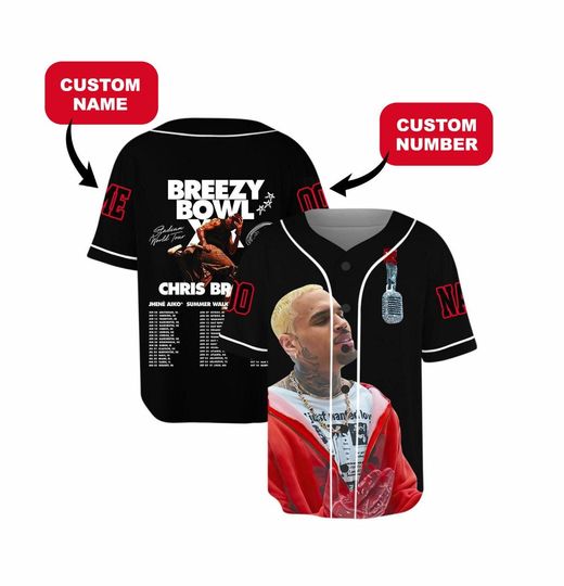 Chris Brown Breezy Bowl Baseball Jersey, Personalized Chris Brown Tour Jersey, Breezy Bowl XX 2025 Shirt, Chris Brown Shirt, Breezy Bowl Tee
