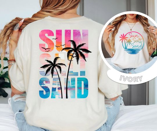 Sun Sand Salt Beach T-Shirt for Women - Trendy Summer Tee