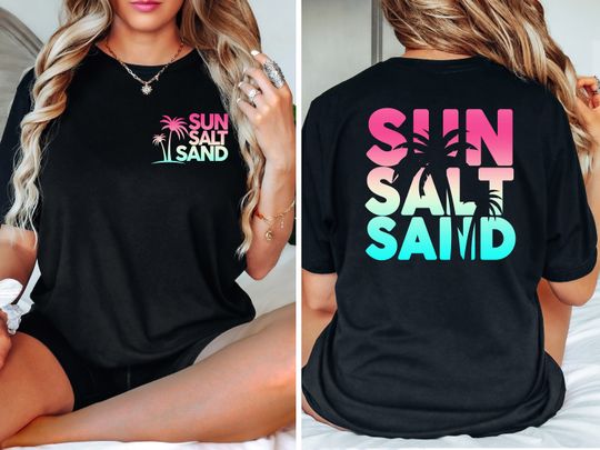 Sun Sand Salt Double Sided Beach Shirt - Women’s Oversized Retro T-Shirt