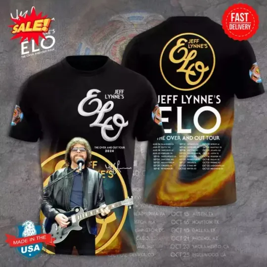 Jeff Lynne ELO The Over And Out Tour 3D T-Shirt S-5XL