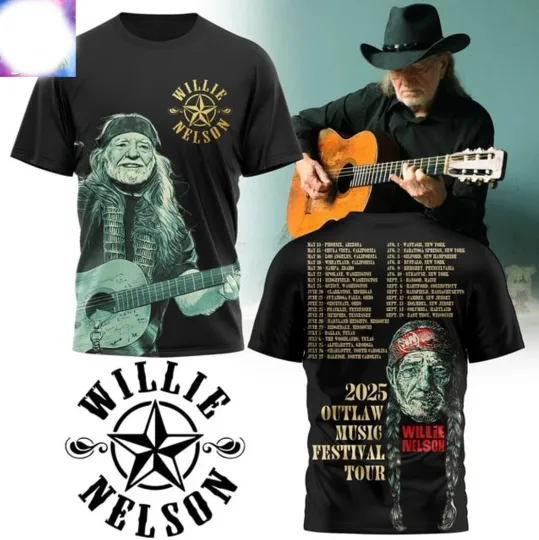 Nelson 2025 Outlaw Music Festival Tour 3D T-Shirt