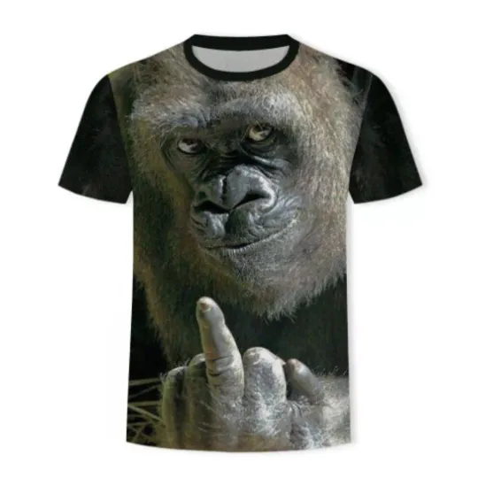 Men's Cool Gorilla 3D Print T-Shirt Summer Sports Athletics Jersey Tee