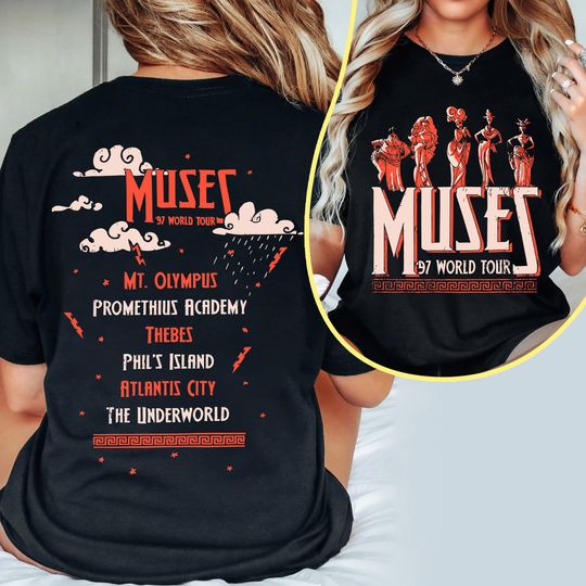 Vintage Hercules Muses 97 World Tour Double Sided T-Shirt, Retro Disney Tee