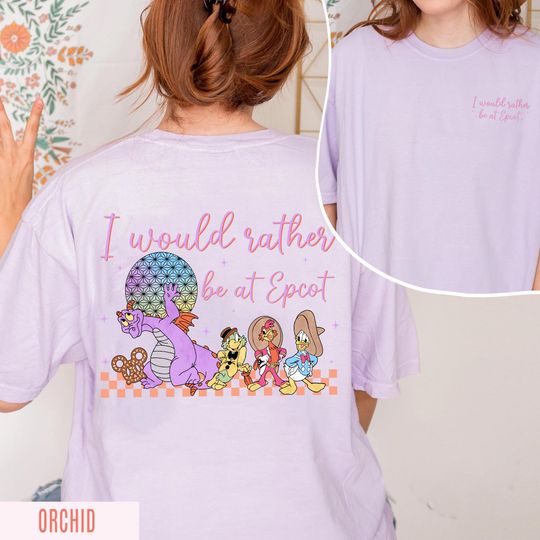 Two Sided Disney Epcot Shirt, 80s Figment Three Caballeros Spaceship Earth Tee, Id Rather Be At Epcot, Disneyland Family Trip Matching 2025