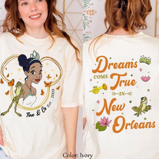Two Sided Tiana and Naveen T-Shirt - Dreams Come True in New Orleans 2009 Tee