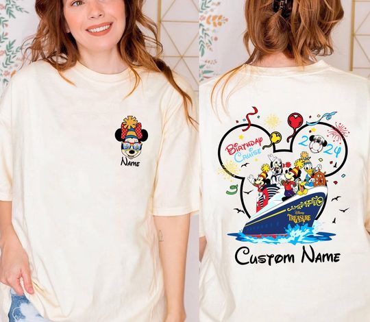 Personalized Mickey and Friends Double-Sided T-Shirt for Disney Birthday Cruise