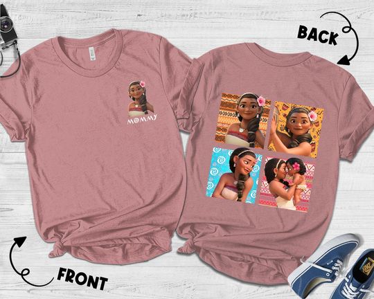 Personalized Disney Moana Mom and Daughter T-Shirt, Custom Name Disney Tee, Moana and Mom Retro Disney Shirt, Disney Mom Gift Shirt