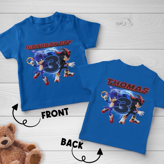 Custom Sonic the Hedgehog Birthday Shirt, Personalized Sonic Birthday Party Shirt, Birthday Gift For Kid Family Birthday Shirt