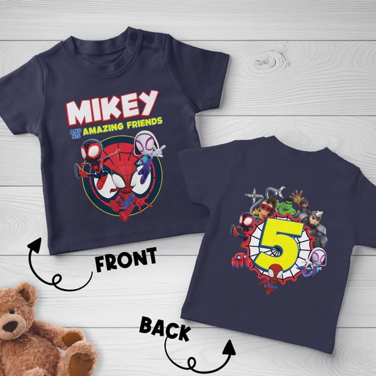 Spidey and his friends Shirt Spiderman Inspired Birthday Shirt, Spidey amazing friends theme Party, Personalized shirt, Unisex name and age