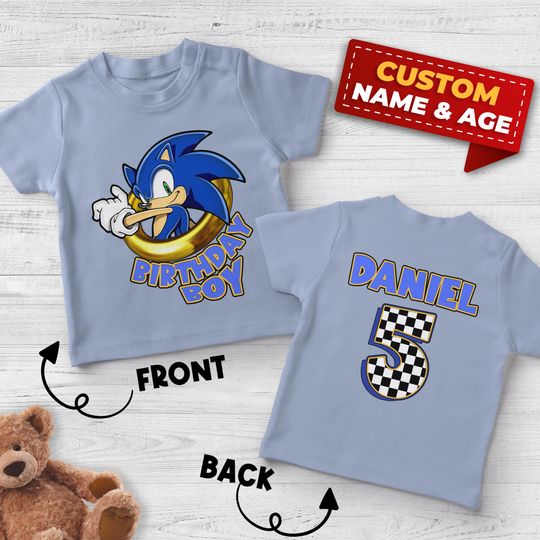 Sonic Birthday Boy Shirt - Personalized Sonic Boy Birthday T-Shirt, Sonic Birthday Outfit, Kids Birthday Shirt