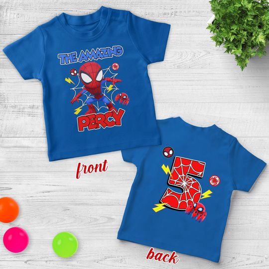 Custom Spiderman Birthday Boy Shirt, Family Birthday Shirt, Custom Age Birthday Shirt, Spider Custom Birthday Shirt, Spider Kid Shirt