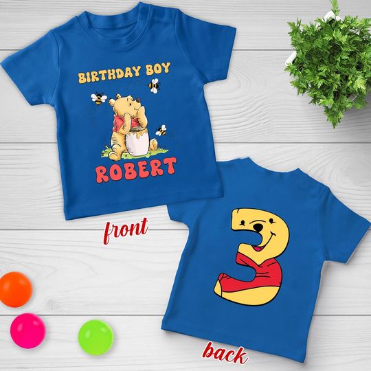 Disney Winnie the Pooh Birthday Shirt, Custom Winnie the Pooh Shirt, Disney Pooh Bear Birthday Party Shirt, Disney Birthday Boy Shirt