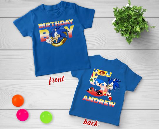 Custom Sonic Birthday Shirt, Sonic Family Shirt, Personalized Sonic The Hedgehog Birthday Shirt, Custom Birthday Boy Shirt