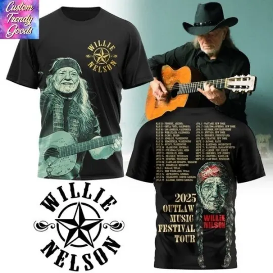 Nelson 2025 Outlaw Music Festival Tour 3D T-Shirt