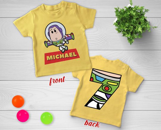 Personalized Toy Story Buzz Lightyear 2-sided Shirt, Custom Toy Story Tee, Family Birthday Party Theme Shirt, Disney Birthday Kids