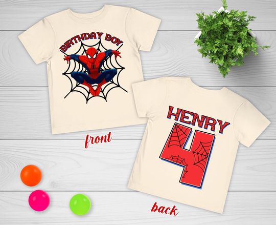 Custom Spiderman Birthday Boy Shirt,Family Birthday Shirt,Custom Age Birthday Tee,Spider Web Shirt, Custom Birthday Tee,Spider Shirt