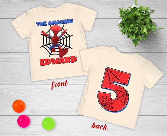 Custom Spiderman Birthday Boy Shirt,Family Birthday Shirt,Custom Age Birthday Shirt,Spider Web Shirt,Custom Birthday Shirt,Spider Tee