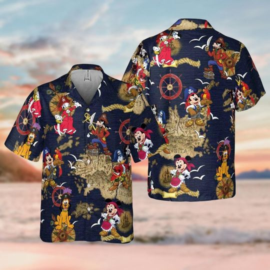 Disney Pirates Of Caribbean Hawaiian Shirt, Mickey And Friends A Pirates Life Summer Hawaii Shirt, Mickey Disney Cruise Button Shirt