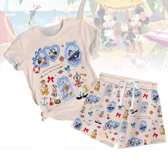 Disney Cruise Tshirt And Shorts, Mickey And Friends Cruise Tshirt, Disney Cruise Summer Pajamas Set, Disney Trip Tshirt And Shorts
