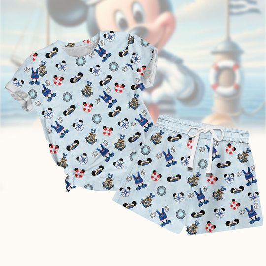 Mickey Cruise T-Shirt And Shorts Set, Disney Cruise Tshirt, Mickey Summer Pajamas Set, Disney Cruise Ship Shirt, Mickey And Friends Tee