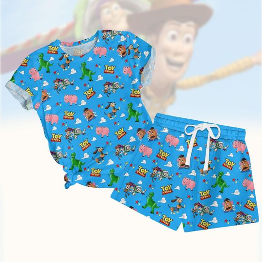 Disney Toy Story T-Shirt And Shorts Set, Buzz And Woody Summer Pajamas Sets, Cute Disney Trip Clothes, Toy Story Characters Tshirt