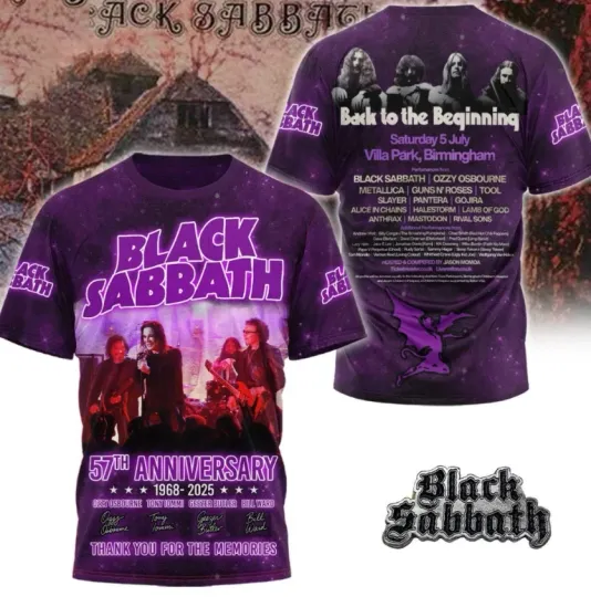 Black Sabbath 57th Anniversary 2025 Thanks For Memories AOP 3D T-Shirt MR902