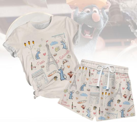 Remy Ratatouille Paris Tshirt And Shorts, Disney Pixar Summer Pajamas Sets, Chef Remy Tshirt Disneyland Paris Shorts, Ratatouille Shirt