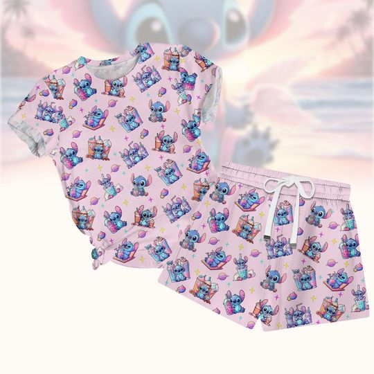 Stitch Galaxy Tshirt and Shorts, Lilo and Stitch Pajama Set, Disney Stitch Summer Set, Disneyland Trip Tee, Magic Kingdom Tshirt Shorts