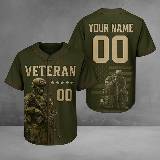 Veteran Baseball Jersey  Military Tribute Custom Shirt for Veterans Day
