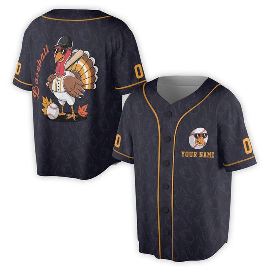 Custom Name Number Baseball Turkey Autumn Baseball Jersey