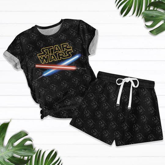 Star Wars T-Shirt and Shorts Set, Darth Vader Summer Outfit, Galaxy Pajama Set, Star Wars Gift for Fans, Summer Gift For Mom