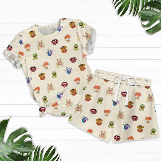 The Muppets T-Shirt and Shorts Set, Funny Cartoon Pajama Outfit, The Muppets Summer Clothes, Gift for Muppet Fans