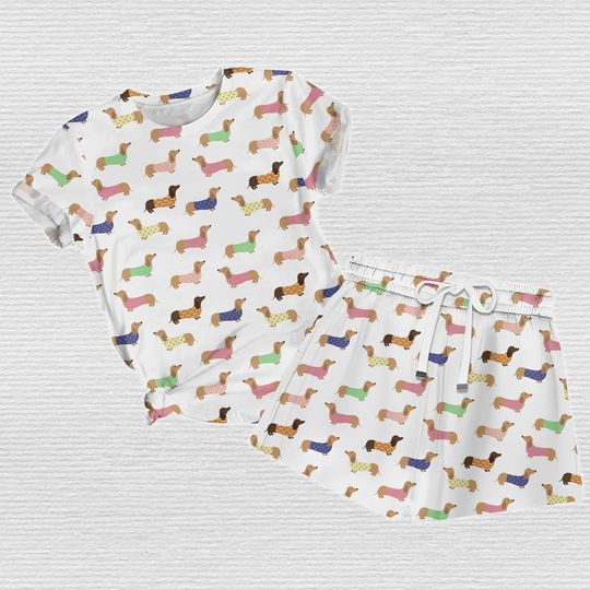 Dachshund Dog Shirt, Dachshund Family Pajamas Set, Cute Dog Shorts For Women, Dog Love Sleepwear, Summer Outfit For Her, Pet Owner Gift