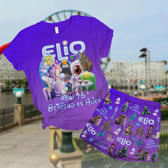 Disney Pixar Elio Movie Shirt, Disney Elio Olga Glordon Ambassador Tegmen Grigon Questa Helix, Disneyland Family Matching Short Pajamas