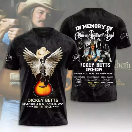 Discover The Allman Brothers Band Dickey Betts 1943-2024 Thanks For Memories 3D T-shirt