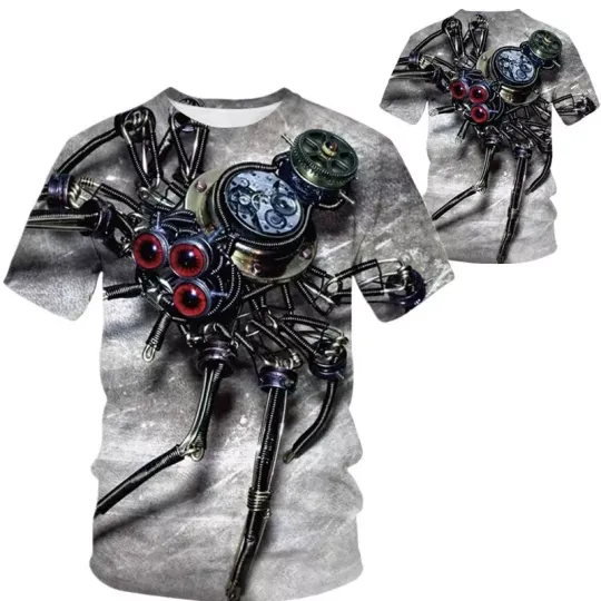 Punk Spider Quick Dry Short Sleeve 3D Print T-shirt Fashion Casual Tops Tee