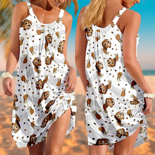 Disney Slinky Dog Sling Summer Dress, Toy Story Casual Dress, Magic Kingdom Summer Dress, Disneyland Vacation Sleepwear, Disney Trip