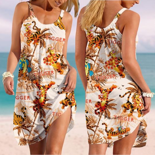 Discover Tigger Sling Summer Dress, Disney Women Dress, Winnie Pooh Shirt, Disneyworld Beach Dress, Family Disney Vacation Dress, Gift For Her