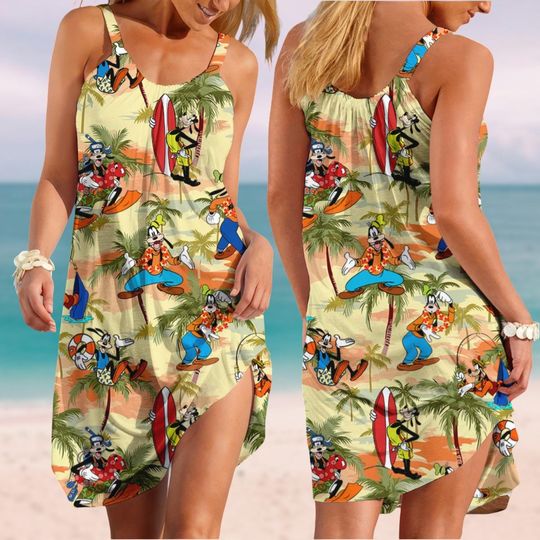 Goofy Sling Summer Dress, Disney Women Dress, Winnie The Pooh Shirt, Disneyworld Beach Dress, Family Disney Vacation Dress Gift For Her